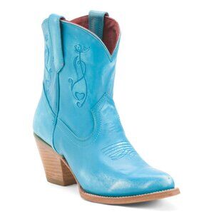 FERRINI Turquoise Made In Mexico Leather Pixie Western Boots